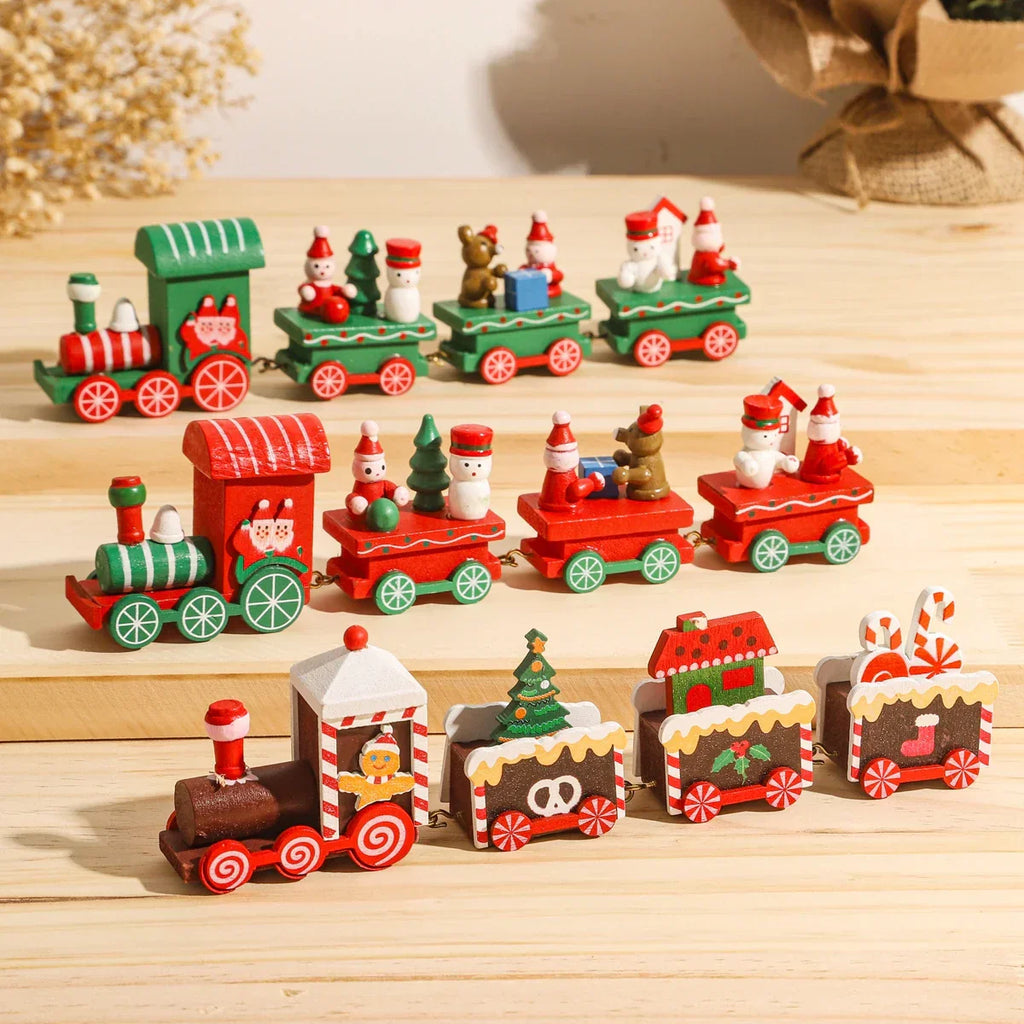 Rustic Wooden Train Christmas Ornament – Festive Merry Christmas Decoration-3