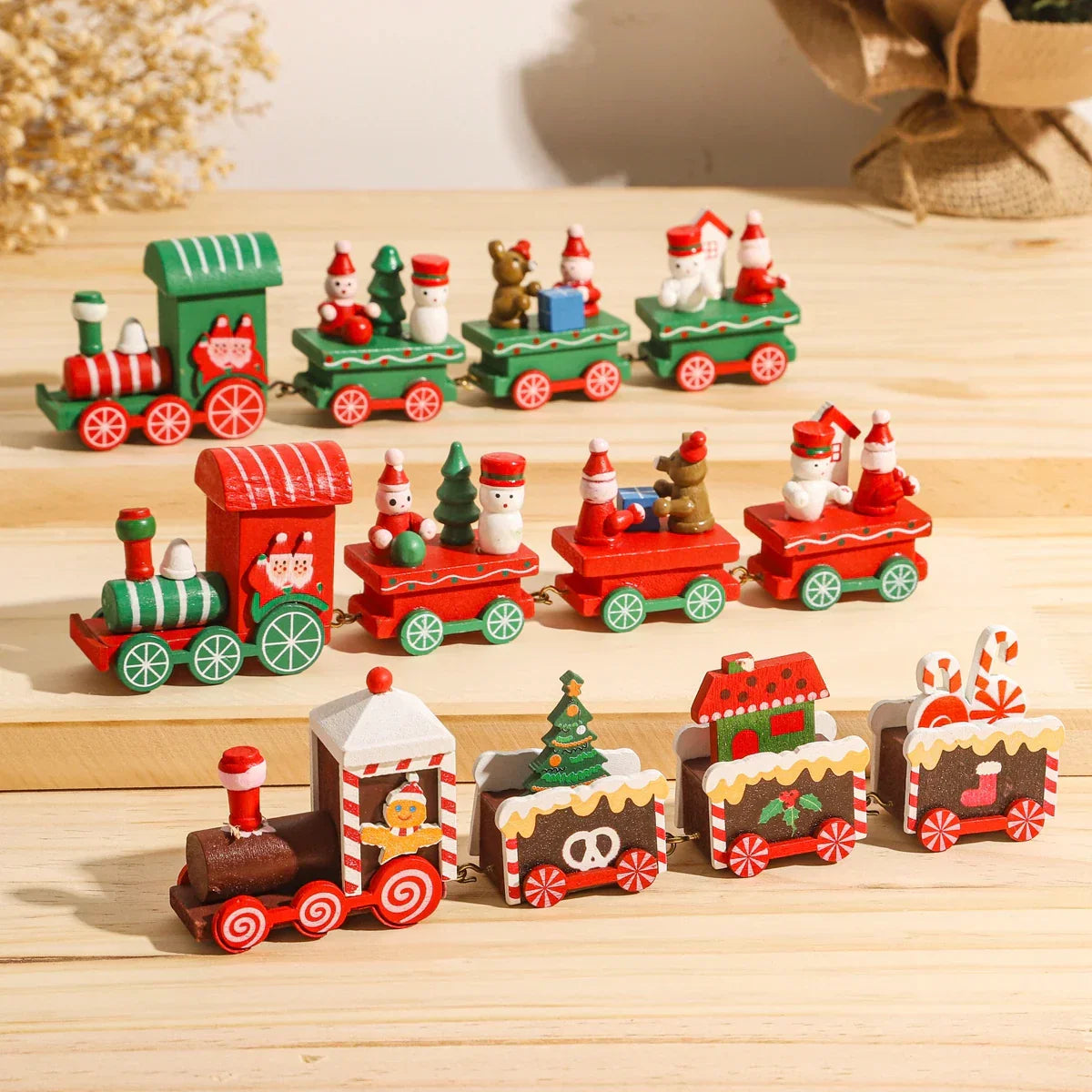 Rustic Wooden Train Christmas Ornament – Festive Merry Christmas Decoration-3
