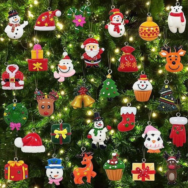 60pcs Mini Christmas Ornaments for Mini Tree Decorations Small Christmas Ornaments Resin Miniatures for Craft Christmas Decor-0