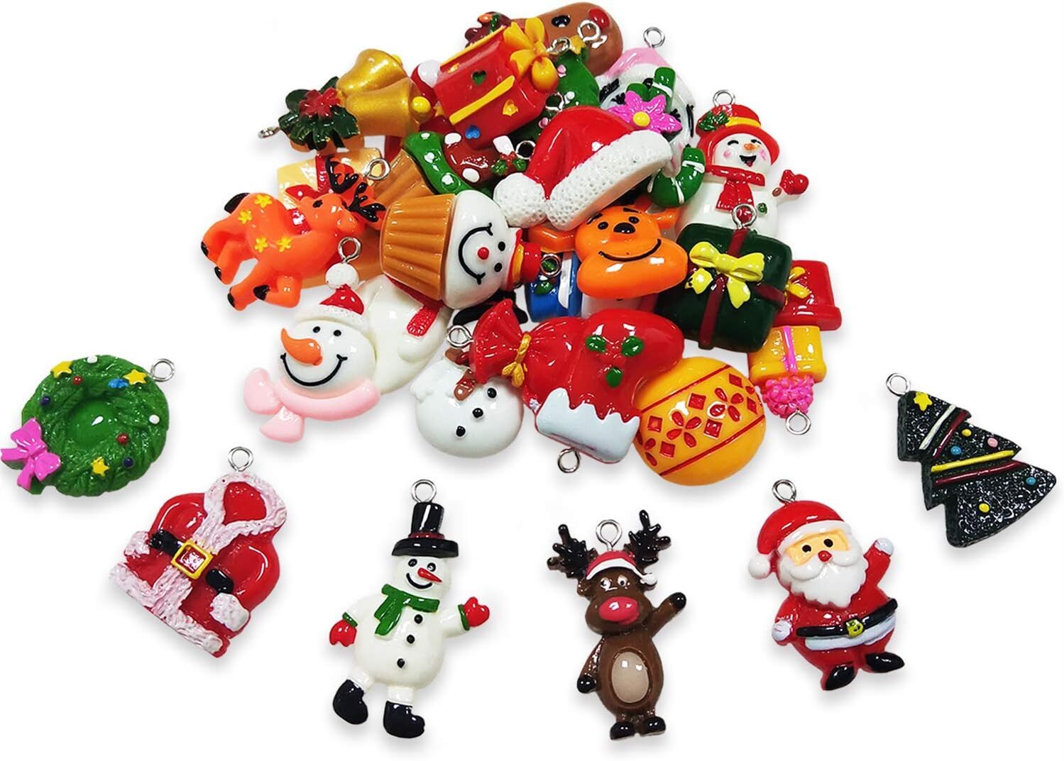 60pcs Mini Christmas Ornaments for Mini Tree Decorations Small Christmas Ornaments Resin Miniatures for Craft Christmas Decor-1