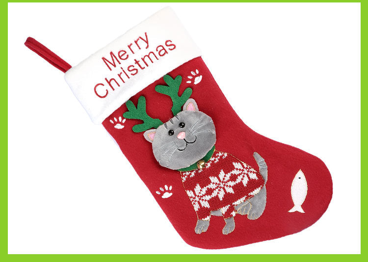 2pcs cute cat christmas stockings cartoon christmas socks gift bag christmas decoration socks christmas tree pendant-3