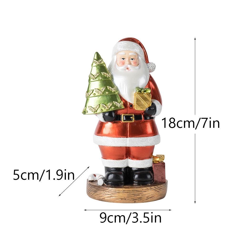 18cm Santa Claus Figurine with Christmas Tree Decoration-2