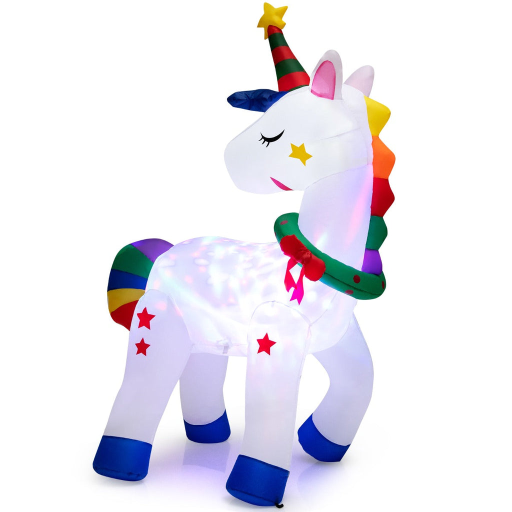 182CM Christmas Magic Unicorn with Rainbow Tails & Christmas Wreath-1